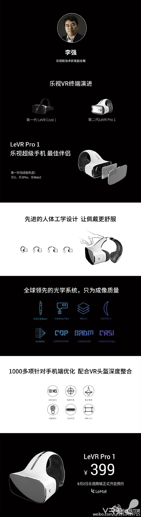 乐视第二代VR头盔LeVR Pro 1发布：399元/头带大亮