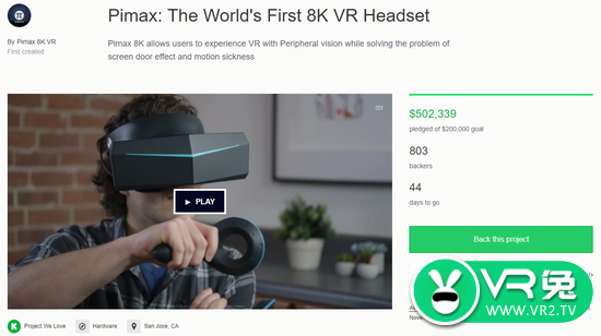 国产VR设备小派8K超额1小时 Kickstarter 达成20万美元众筹目标