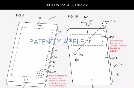 <b>苹果获得AR新专利 为iPhone显示屏增加AR平视窗口</b>