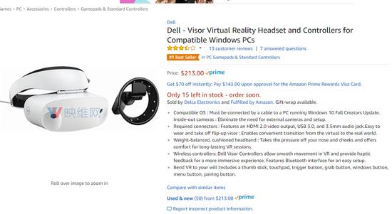 <b>亚马逊Windows MR头盔50%最大幅降价：最低到达200美元</b>